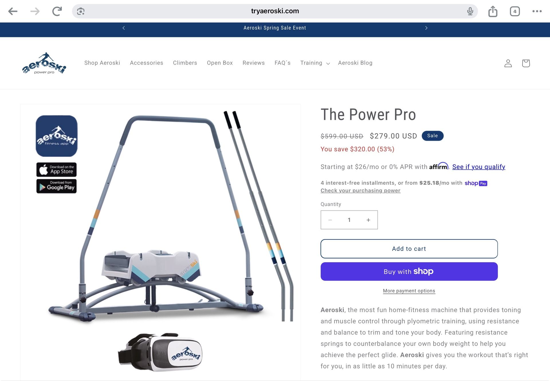 AEROSKI POWER PRO 2.0 NEW IN BOX