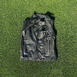 Women’s Vintage Leather Motorcycle Sleeveless Vest 