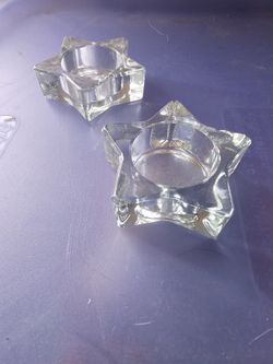 Two Glass Star Candle Holders