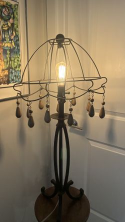 Wire-Frame Lamp w/ Wooden Teardrop Accents