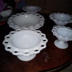 6 Milk Glass Bowls $20