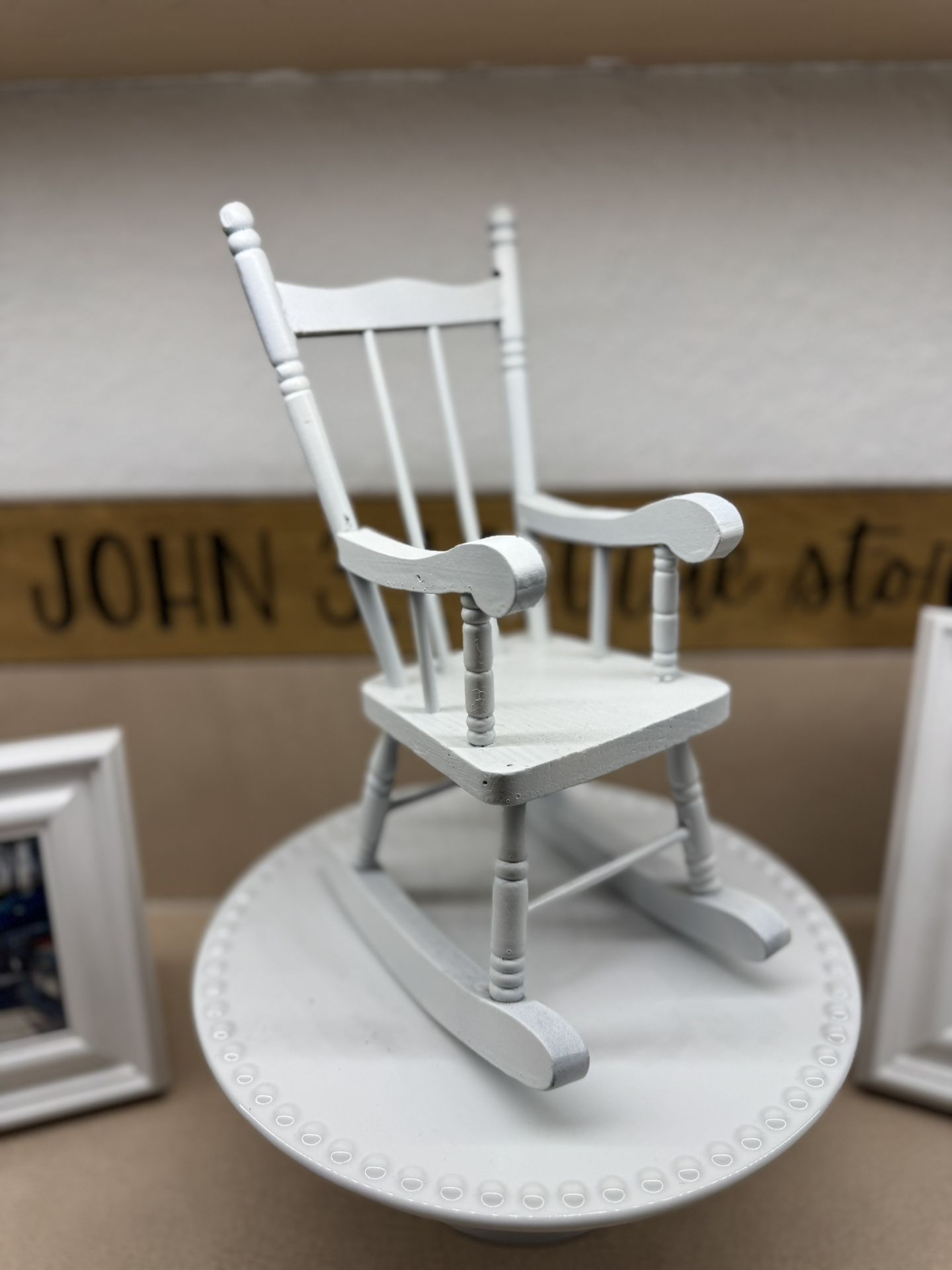 10” Doll Wooden White Rocking Chair 