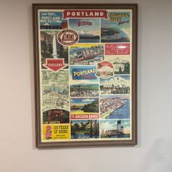 Framed Picture Of Portland Postcards Póster