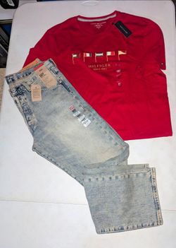 New Men Tommy Hilfiger med T-Shirt & 32x32 Levi's 501 Jeans outfit