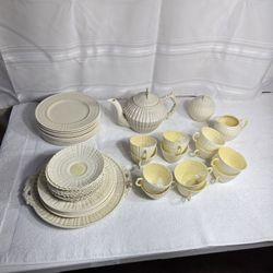 Exquisite Belleek Basketweave Bone China Tea & Dinner Set - Rare Collection!