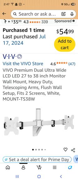 Double monitor wall mount