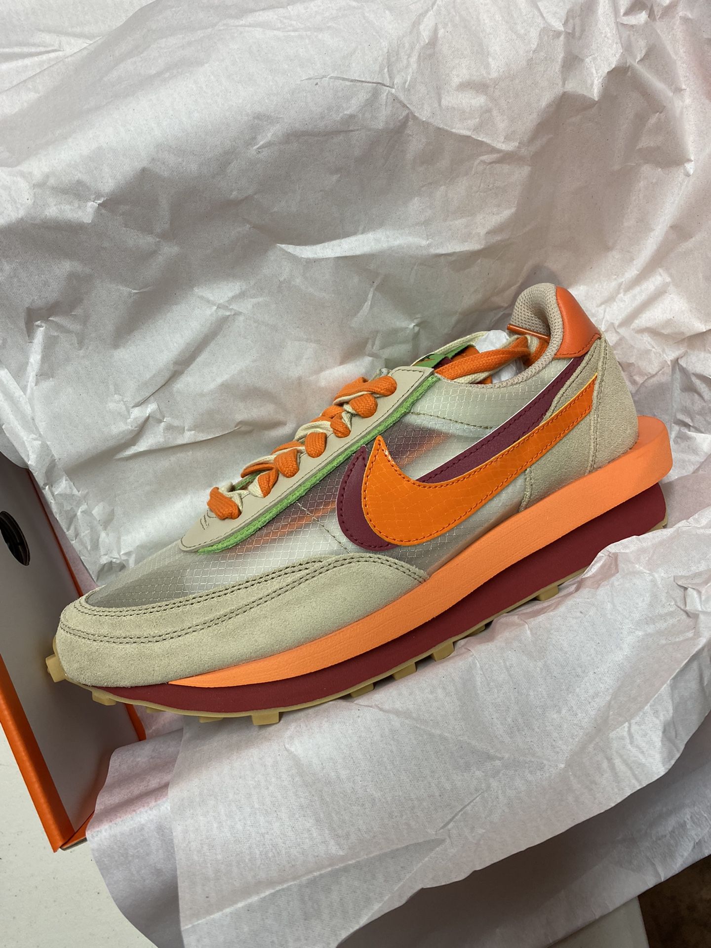 Nike LD Waffle sacai CLOT Kiss of Death Net Orange Blaze