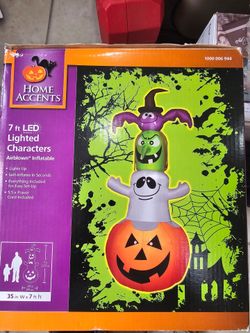 Home Accents Holiday 7 Ft Animated Head & Tail Turning Cat Halloween Inflatable - USED 1 TIME