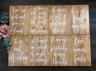 Wood Wedding Aisle Signs Set of 8