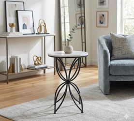 White Quartz Stone Top Accent Table