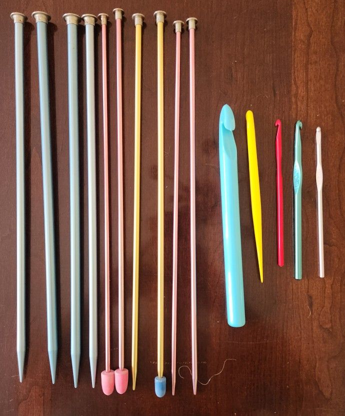 Vintage Knitting Needle and Crochet Hook Sets Of 15