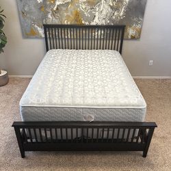 Black Solid Wood Queen Bed with Sealy Luxury Mattress And Luxury Box Springs