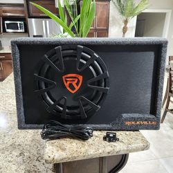 Rockville 12 inch slim subwoofer with built-in 350w RMS Amplifier and bass controller knob