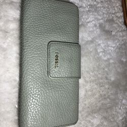 FOSSIL BI-FOLD PASTEL GREEN LEATHER WOMEN WALLET 