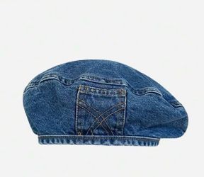 Blue denim Versatile Vintage Solid Color Beret Hat