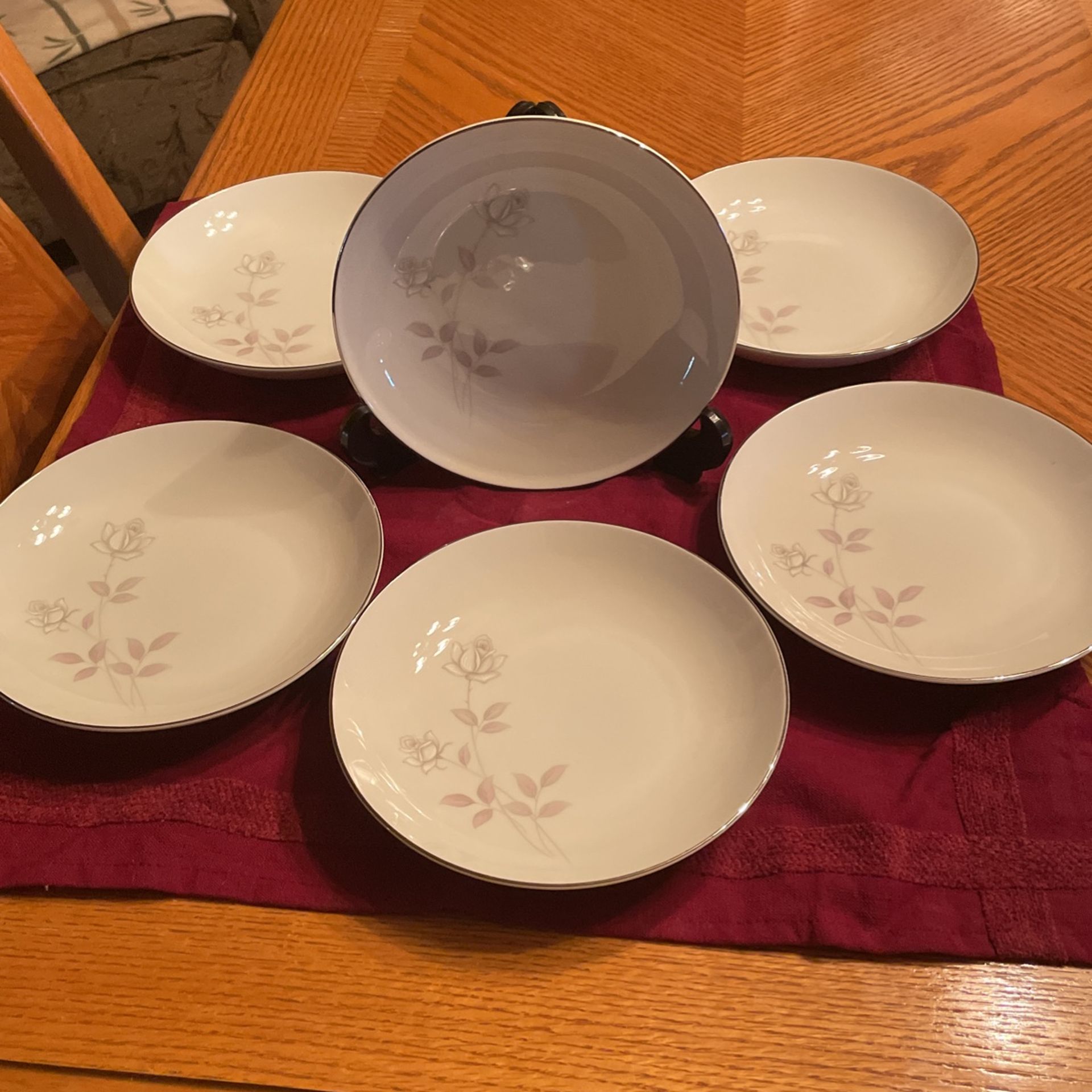 Set Of (6) Vintage Bristol Fine China Bowls - English Rose - Made In Japan