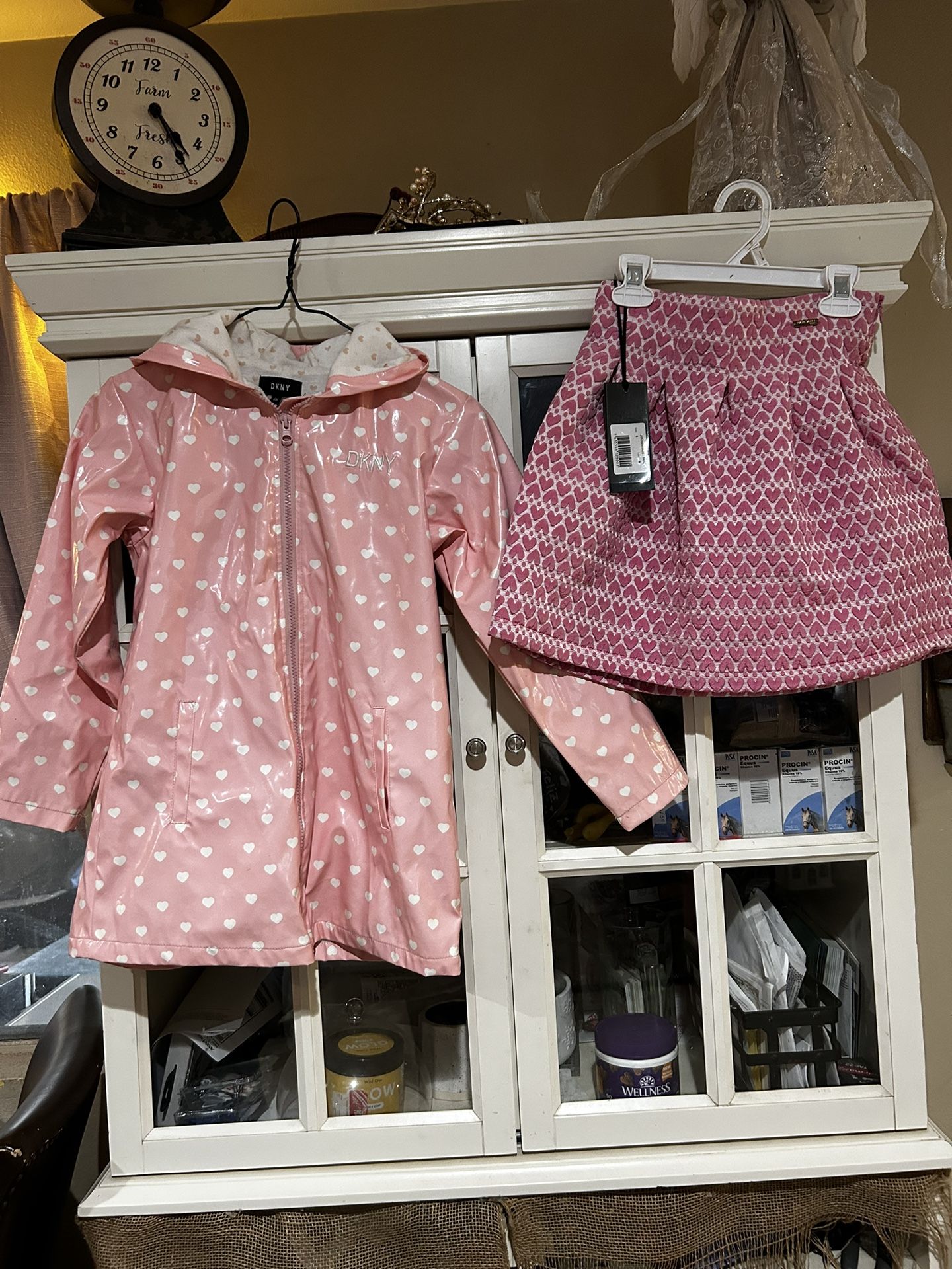 Pink Rain Coat And Pink Skirt