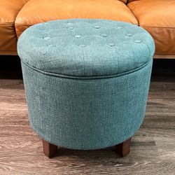 Teal Upholstered Storage Ottoman