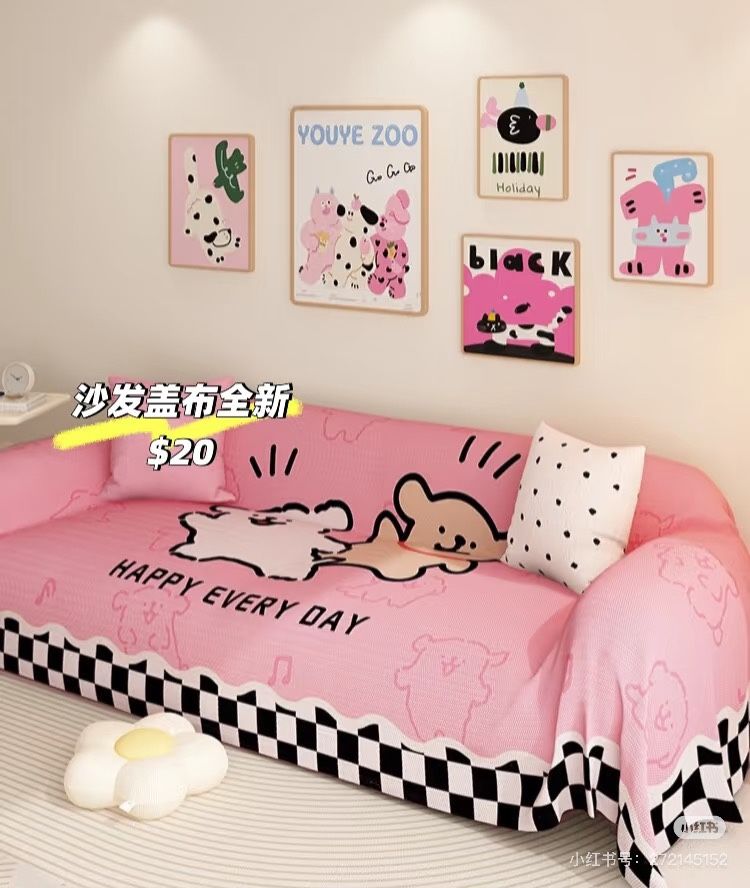 Pink sofa cover