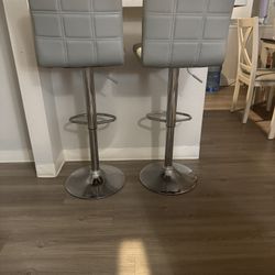 Set of 2 Modern Grey Bar Stools - Adjustable Height