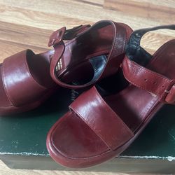 Robert Clergerie Women’s Burgundy All Leather Sandals Size 8 1/2.