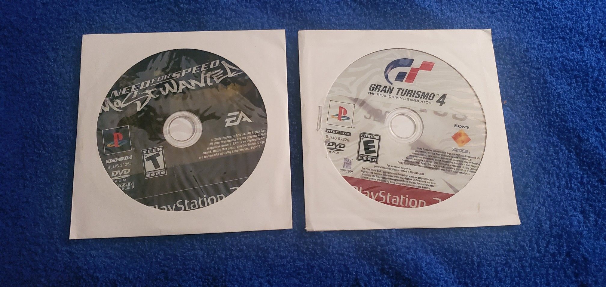 NFS MOST WANTED & GRAN TURISMO 4 PS2 GAME DISC ONLY COMBO