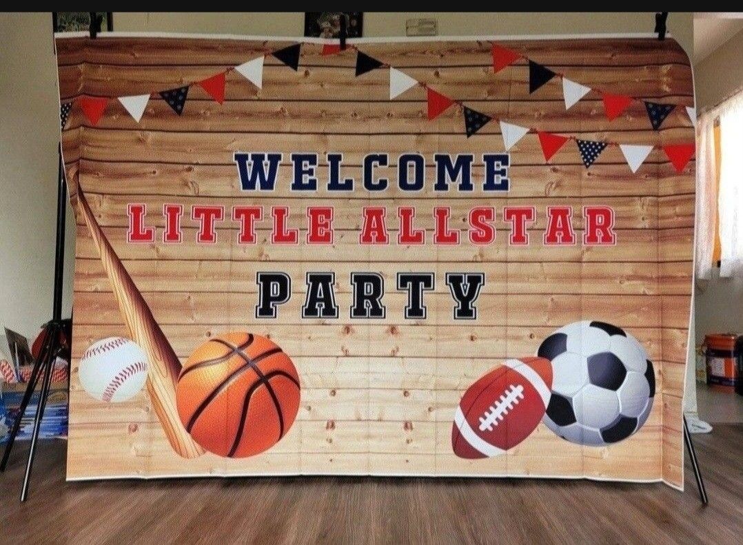 Sports Themed Baseball Football Soccer Backdrop