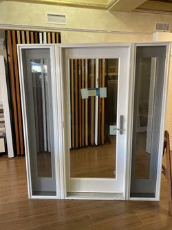 French Fiber Glass Door With Two Site light Varnishing Screen