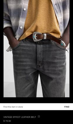 Men’s Zara Vintage Affect Leather Belt