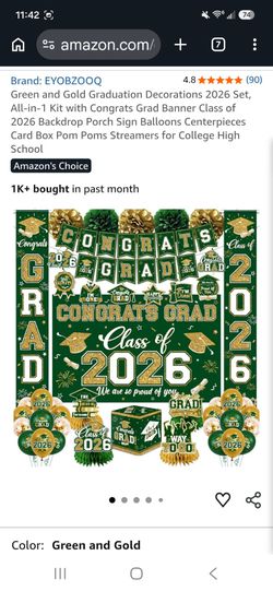 Graduation party decorations green & gold