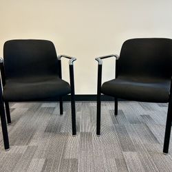 Herman Miller Chrome & Black Pair of Armchairs