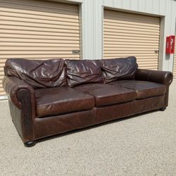 Restoration Hardware Lancaster Italian Berkshire Leather Sofa - Free Delivery