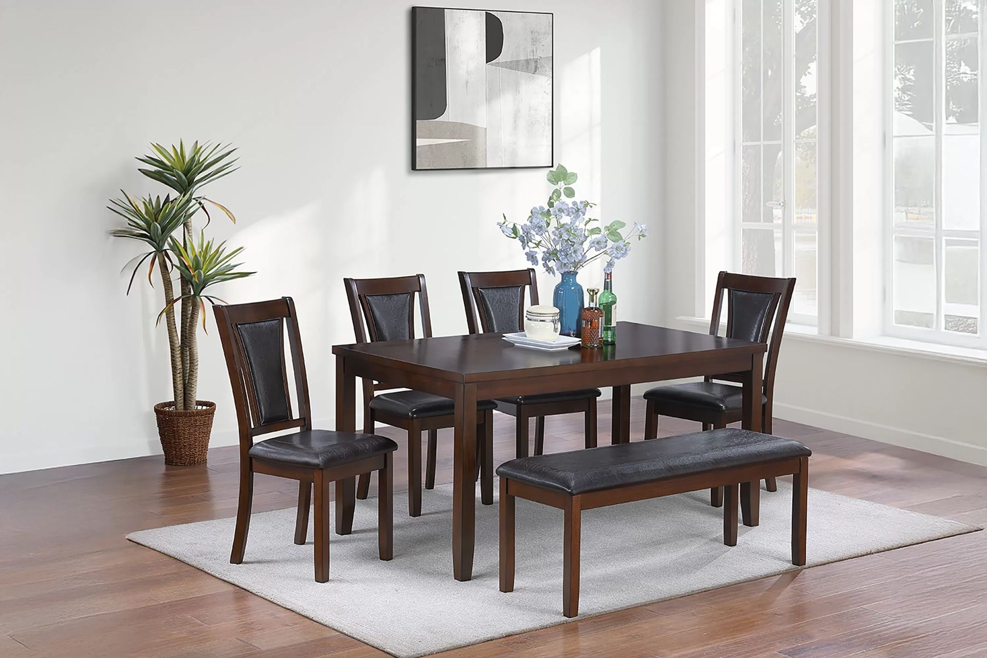 6PC Brown Dining Table Set