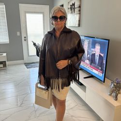 Real Leather Poncho