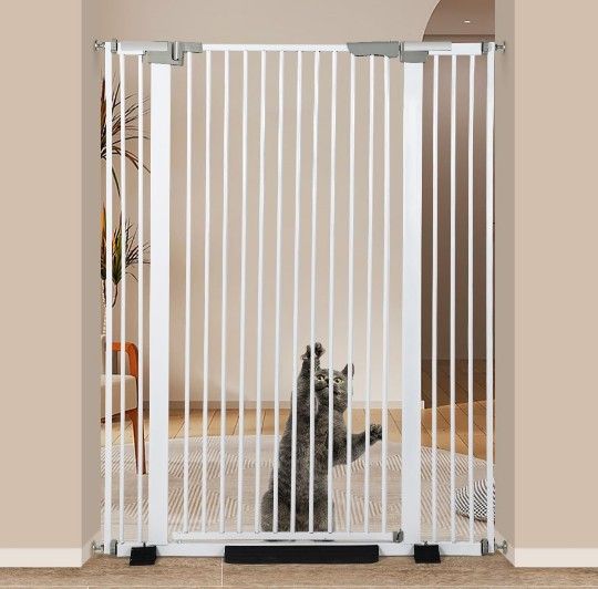 #1760- 51.18" Extra Tall Cat Gate for Doorway, 29"-40" Auto Close Pet Gate Include 2.75" and 5.5" Extension Kits, No Drilling