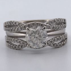 14k White gold 1.30ct diamond ring set size 6.5