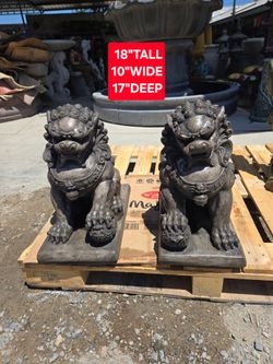 CONCRETE CEMENT FOO DOG STATUES $220 A PAIR