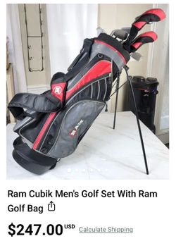 1 - Golf Set; Ram Cubik Men's Clubs With Ram Golf Bag