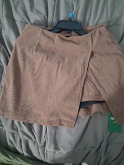 Tan Ribbed Mini Skirt with Tag