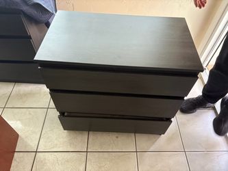 Set of 2 IKEA Nightstands – Dark Brown / Black-Brown
