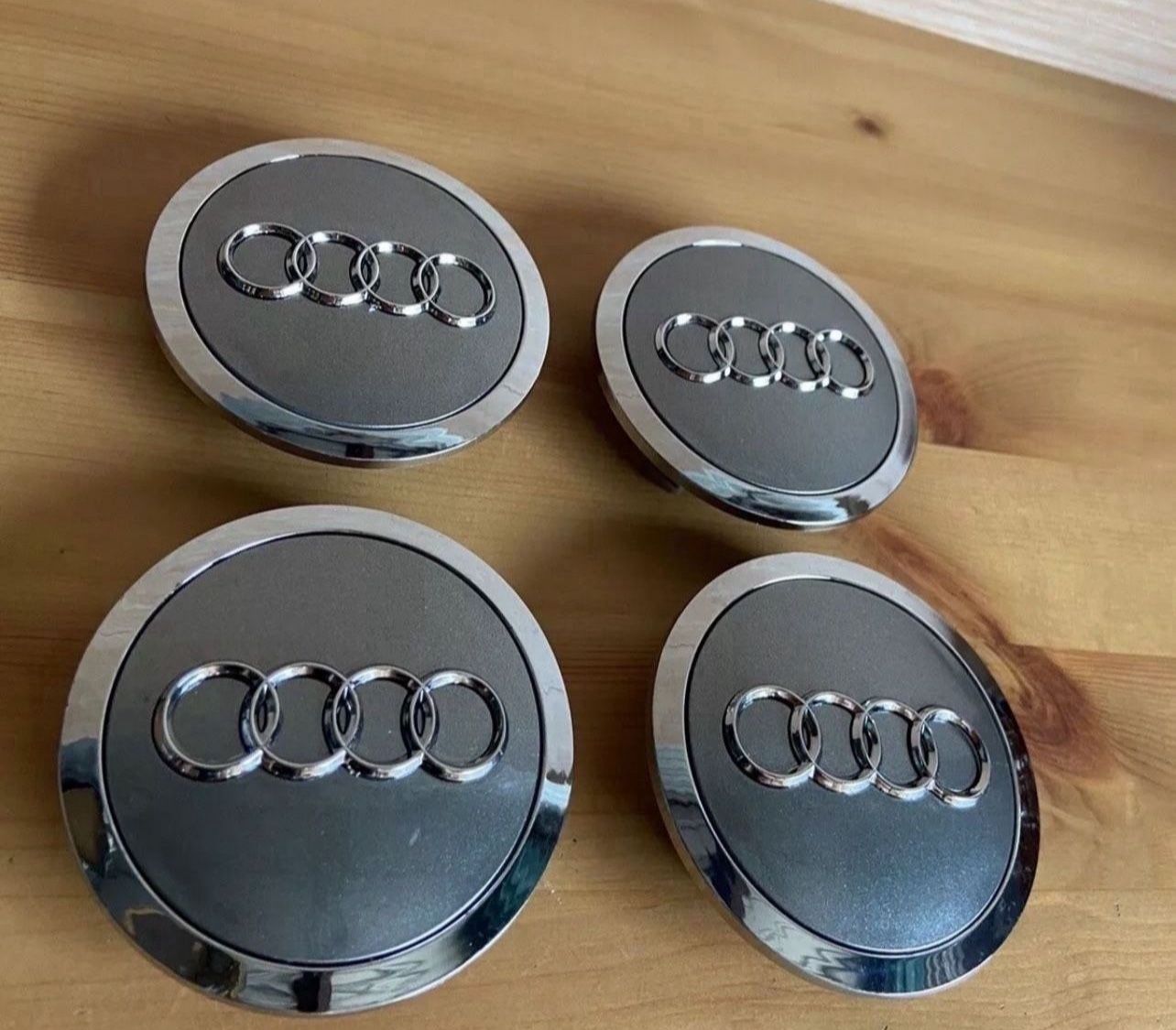 Audi 69mm Grey Chrome Wheel Rim Center Hub Caps Emblem 4PC Set 4B0601170A