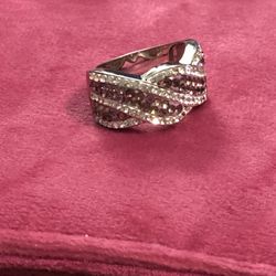 Sterling Silver ring (925) Size 5 Lavender And White