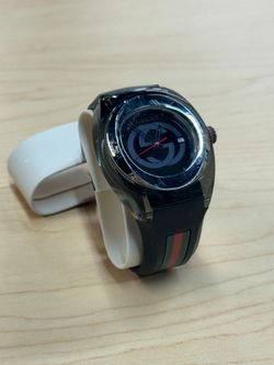 USED GUCCI 137.1 BLACK RUBBER WEB STRIPE WATCH