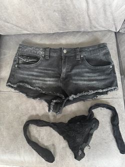 Black short shorts and fishnets