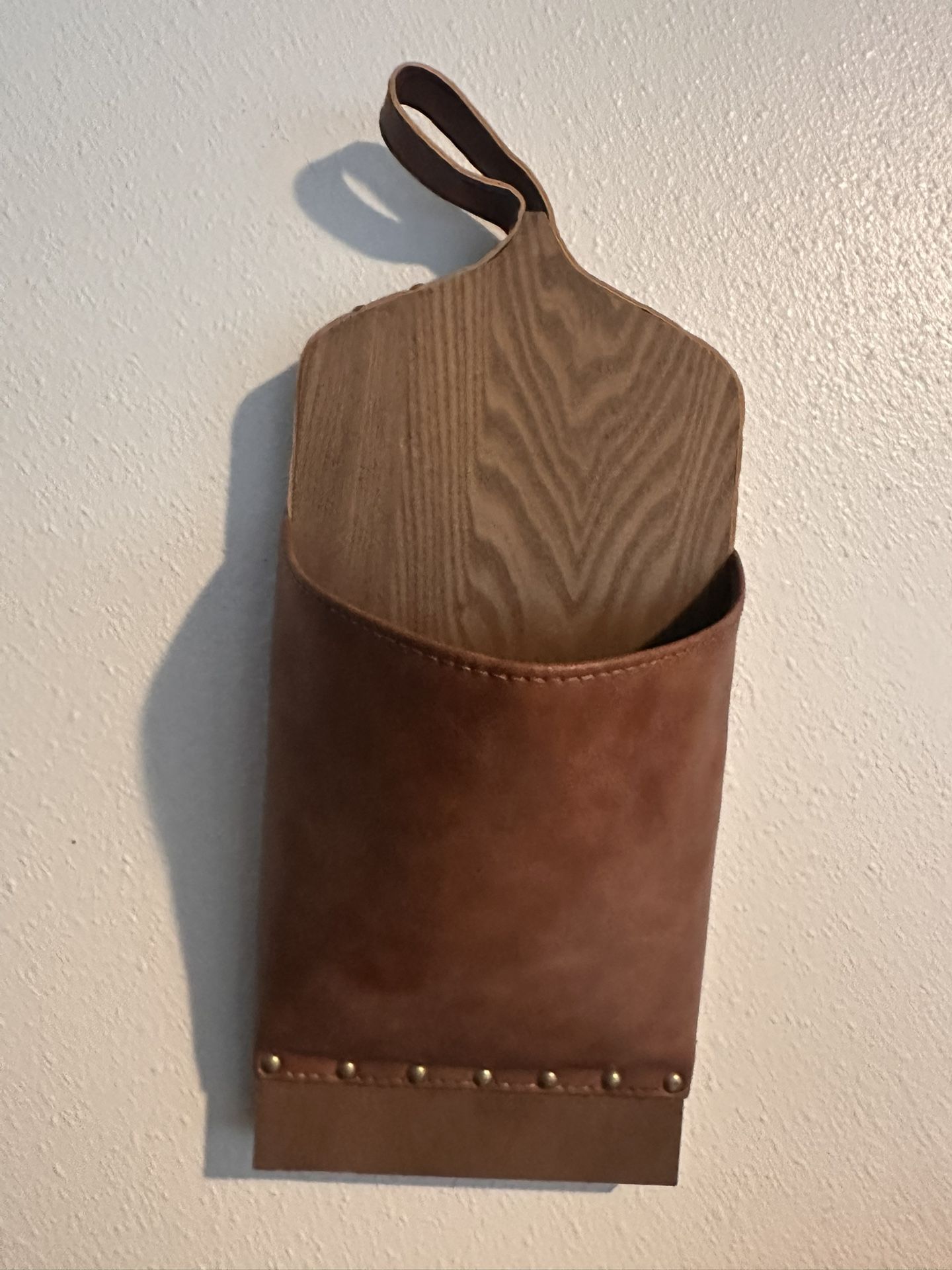 Hanging Wall Pocket, Leather Studded, Mail Pocket