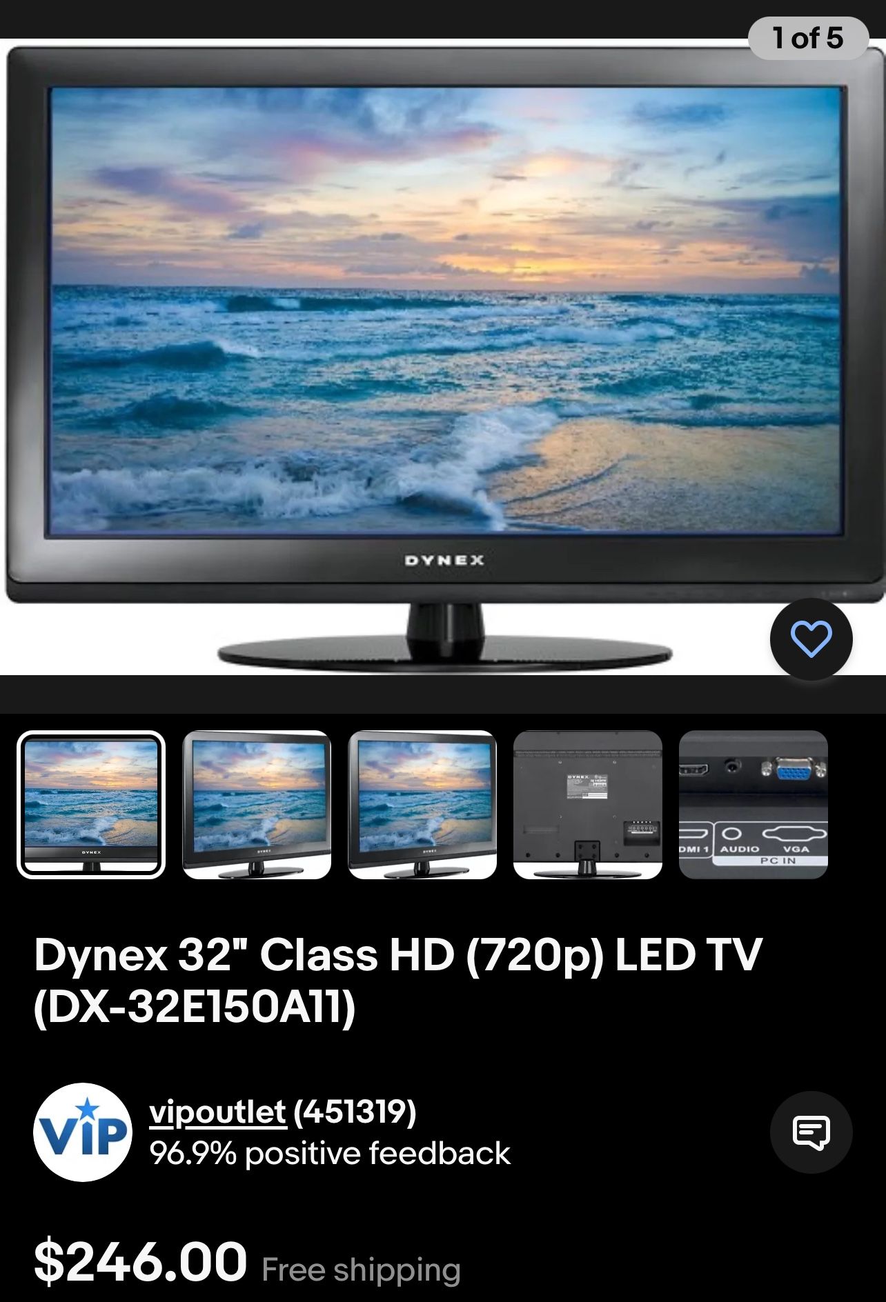 DYNEX 32” HD LED TV  720P DX-32E150A11