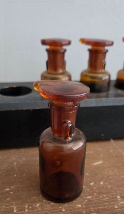 Vintage Apothecary  Amber glass