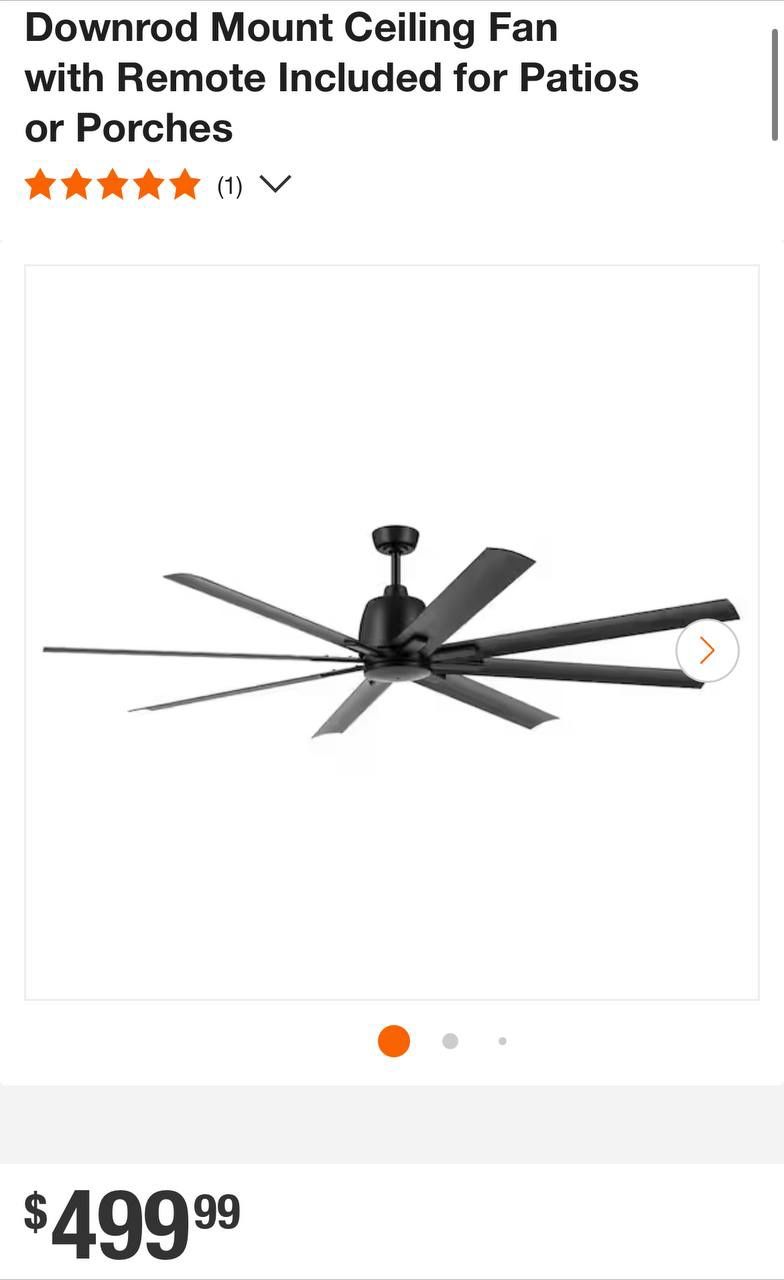 Breda 75 in. Outdoor Satin Black Downrod Mount Ceiling Fan with Remote Included for Patios or Porches