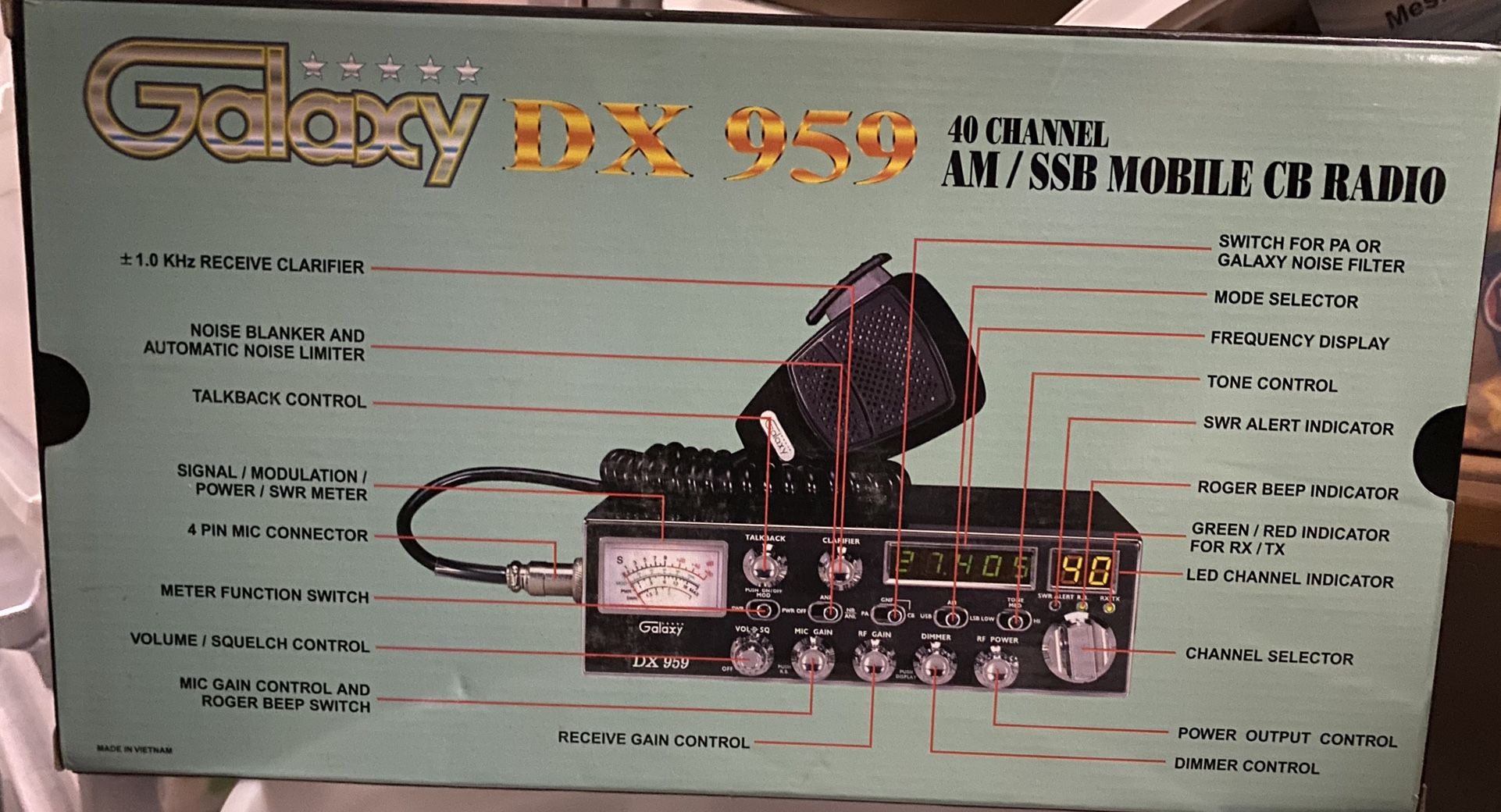 CB Radio, Galaxy-DX-959 40 Channel AM/SSB Mobile ,