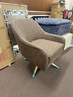 Modern Upholstered Swivel Accent Chair Mid-century PU Leather Sofa Armchair